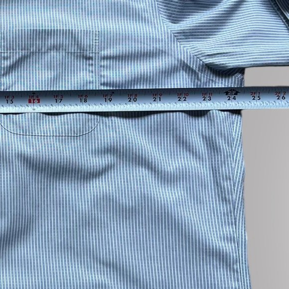 Brooks Brothers Men's 17 4/5 Regent Blue White Stripes Long Sleeve Button Down - Picture 6 of 9